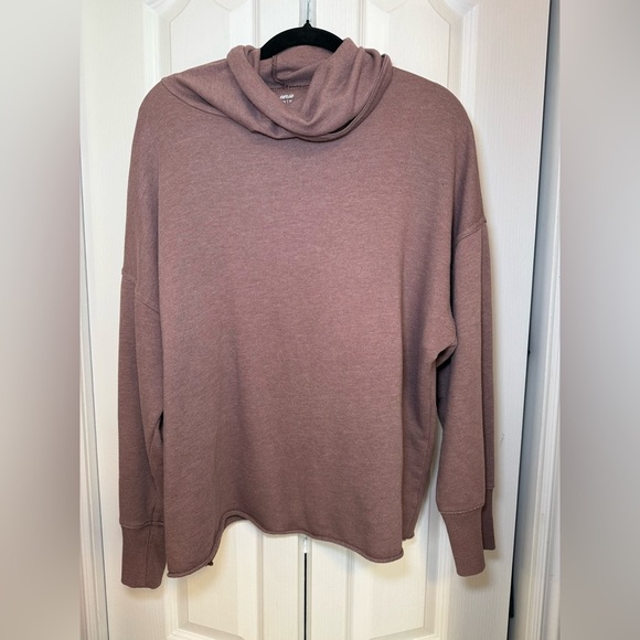 Aerie - Oversized Baggy Long Sleeve Turtleneck Cozy Mauve Cowl Neck Sweater - Picture 2 of 6